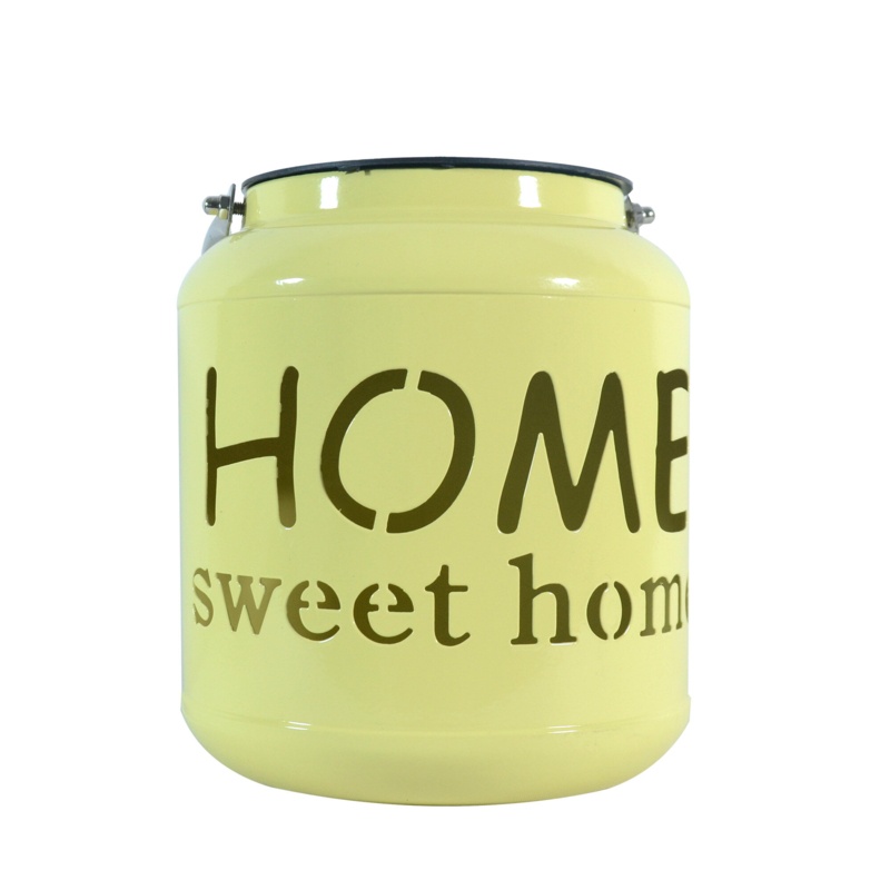 Yellow Solar Powered LED Home Sweet Home Outdoor Lantern