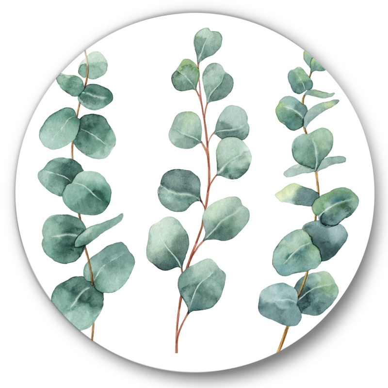 Young Eucalyptus Leaves And Branches I - Unframed Painting on Metal