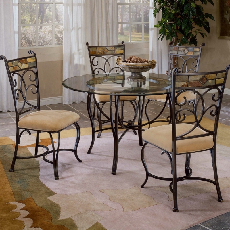 Italian Motif Circular Glass Dining Table