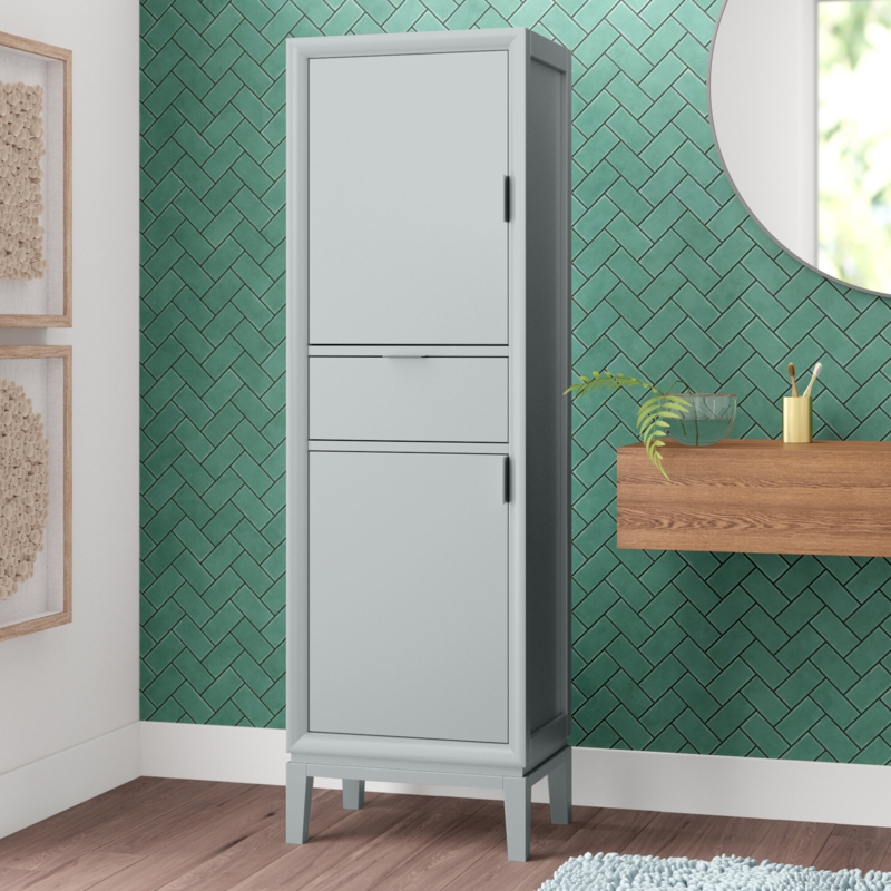 Compact Bathroom Linen Tower with Drawer