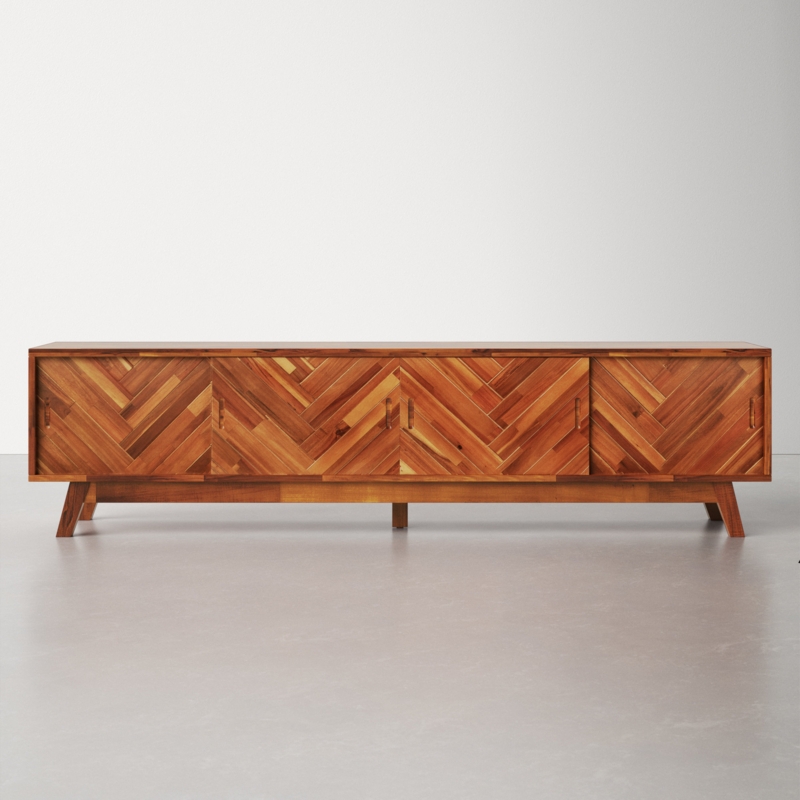 Sleek Herringbone-Patterned TV Stand