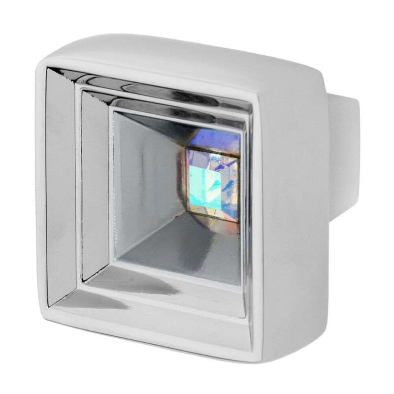 Hidden Treasure Square Knob with Crystal Center