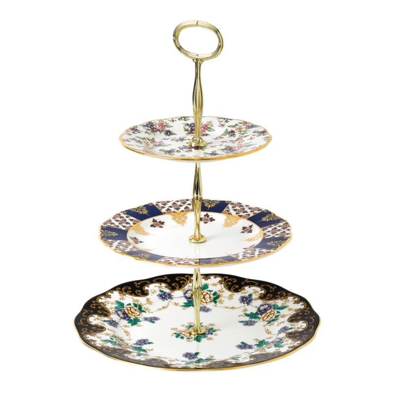 Vintage-Inspired Bone China Tiered Stand