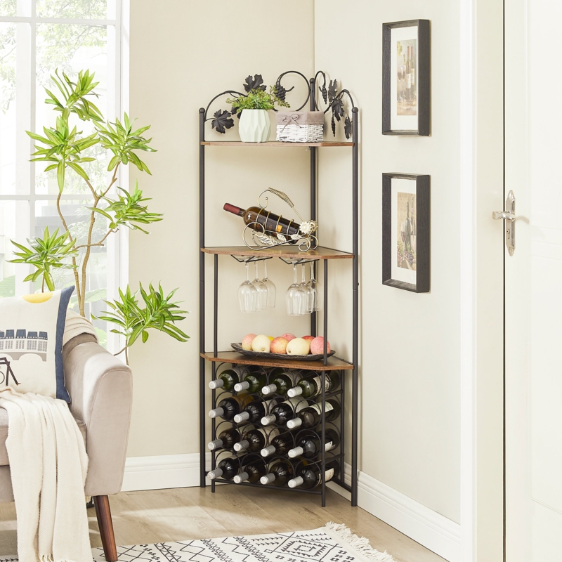Metal Wine Bottle Rack with Curved Design