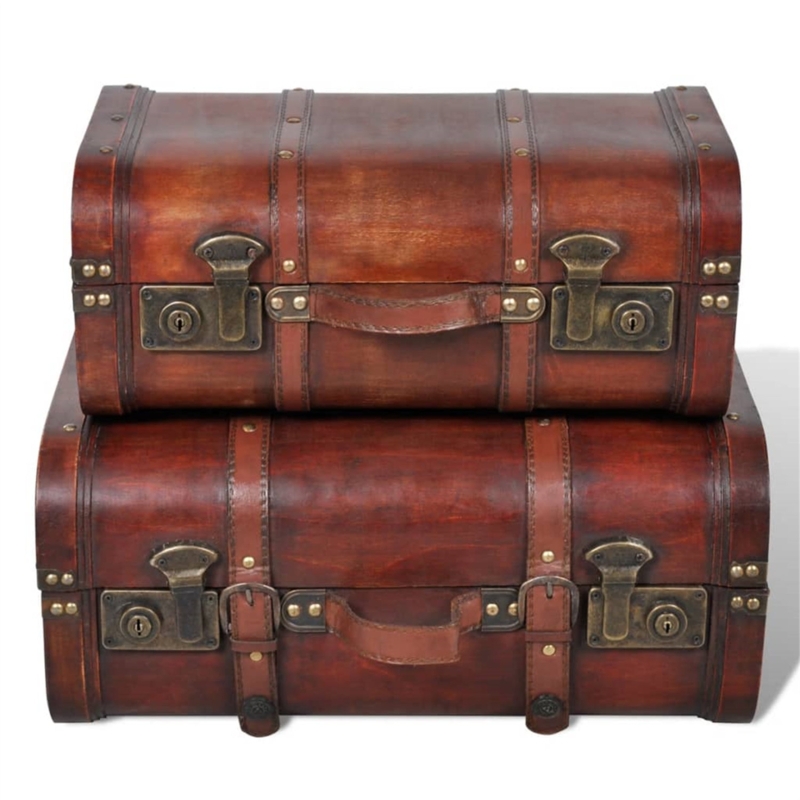 Vintage Wooden Treasure Box Storage Trunk