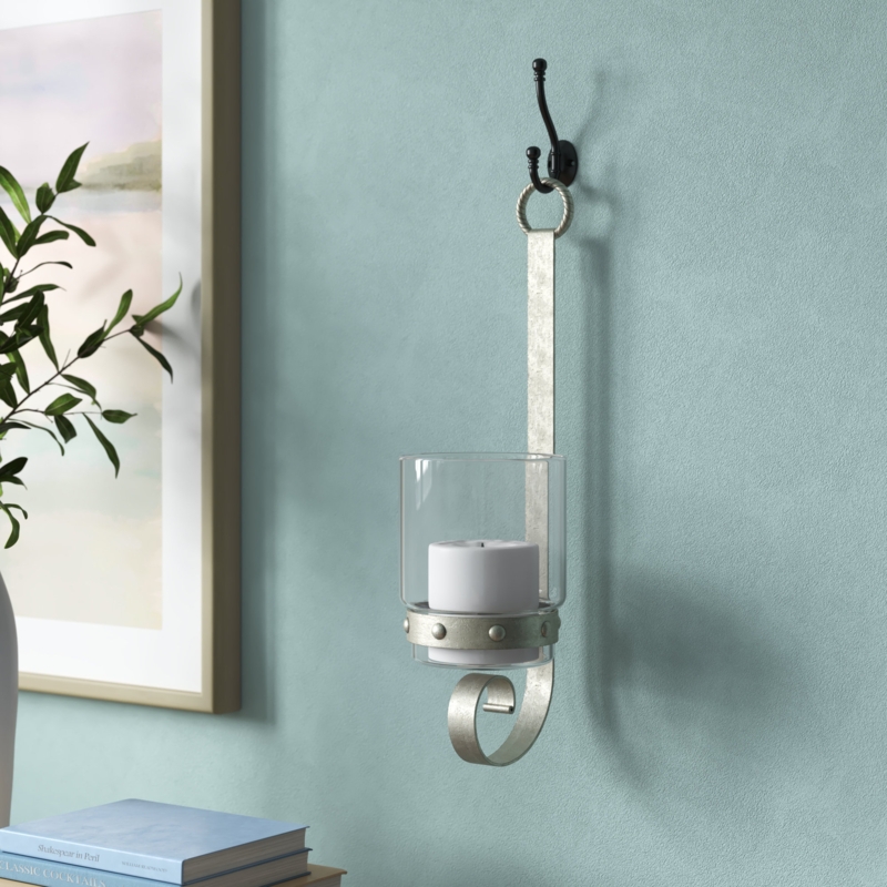 Metal Candle Sconce with Glass Holder