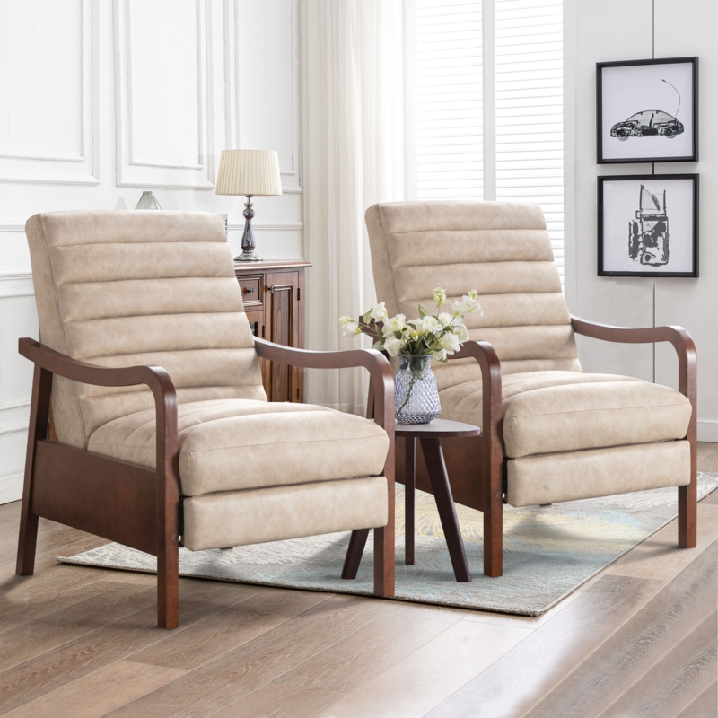 Modern Fabric Channel-Stitched Armchair Recliner