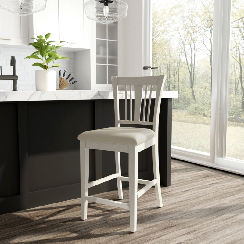 Traditional Counter Height Stool with Curved Back