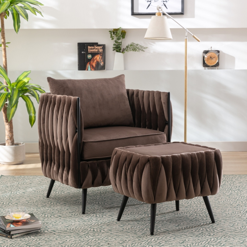 Comfy Chair Set with Ottoman and Waist Pillow