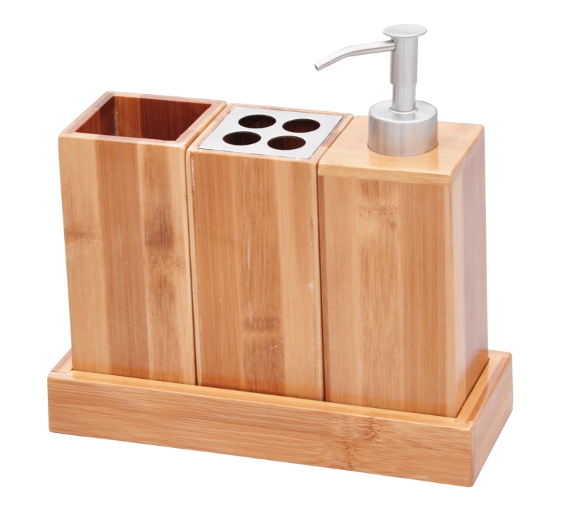 Elegant 3-in-1 Bamboo Bath Accessory Set