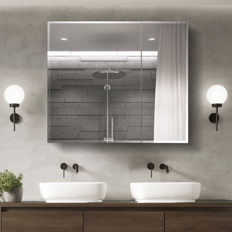 Reversible Mirror Cabinet with Beveled Edges