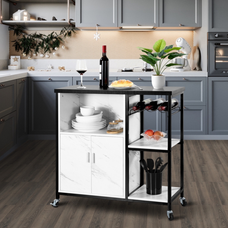 Rolling Kitchen Island Cart with Storage