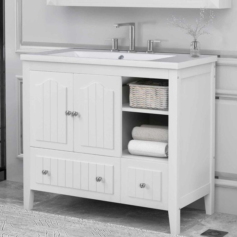 Elegant 36" Bathroom Vanity with Embossed Doors