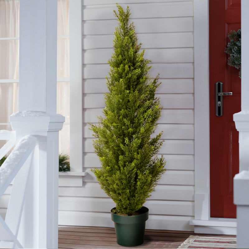 Arborvitae Artificial Topiary in Round Green Pot