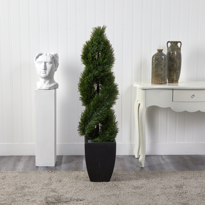 Double Pond Spiral Artificial Cypress Topiary in Planter