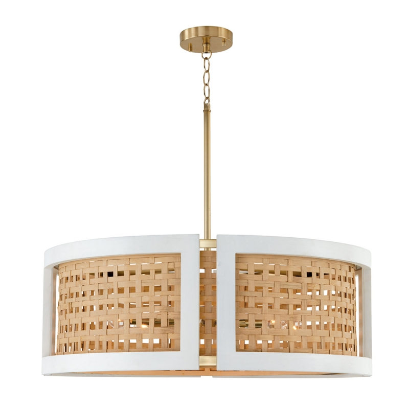 Coastal Luxe Wood and Rattan Chandelier