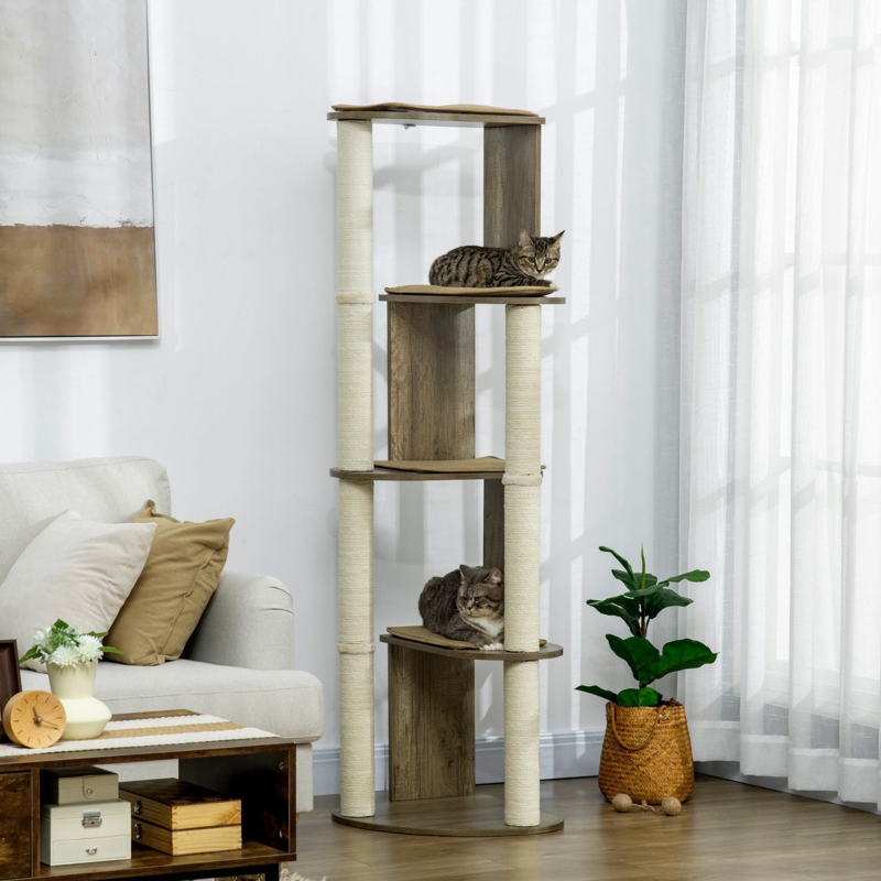 Corner Cat Tree with Cushioned Perches