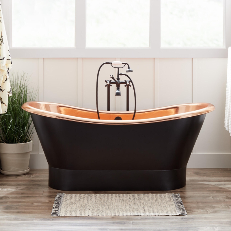 Antique Black Copper Tub with Satin Nickel Interior