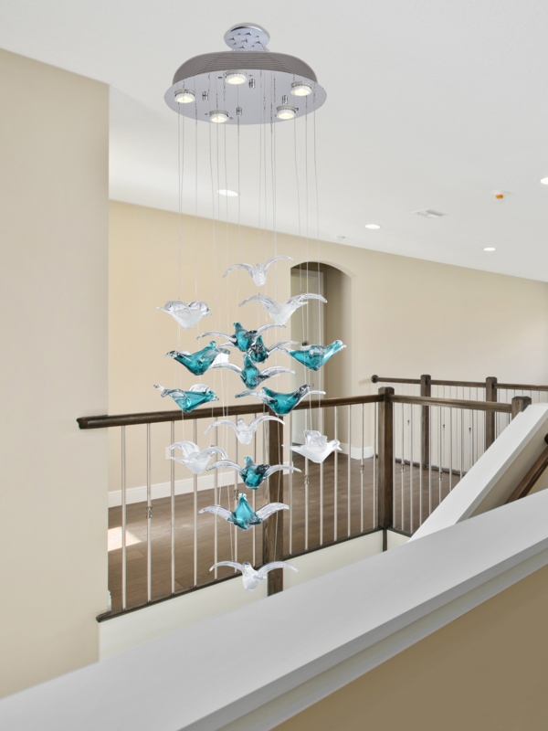 Flock of Birds Hand Blown Art Glass Fixture