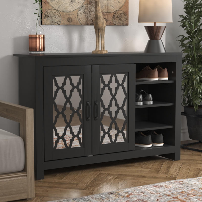 16-Pair Shoe Storage Cabinet with Acrylic Mirror