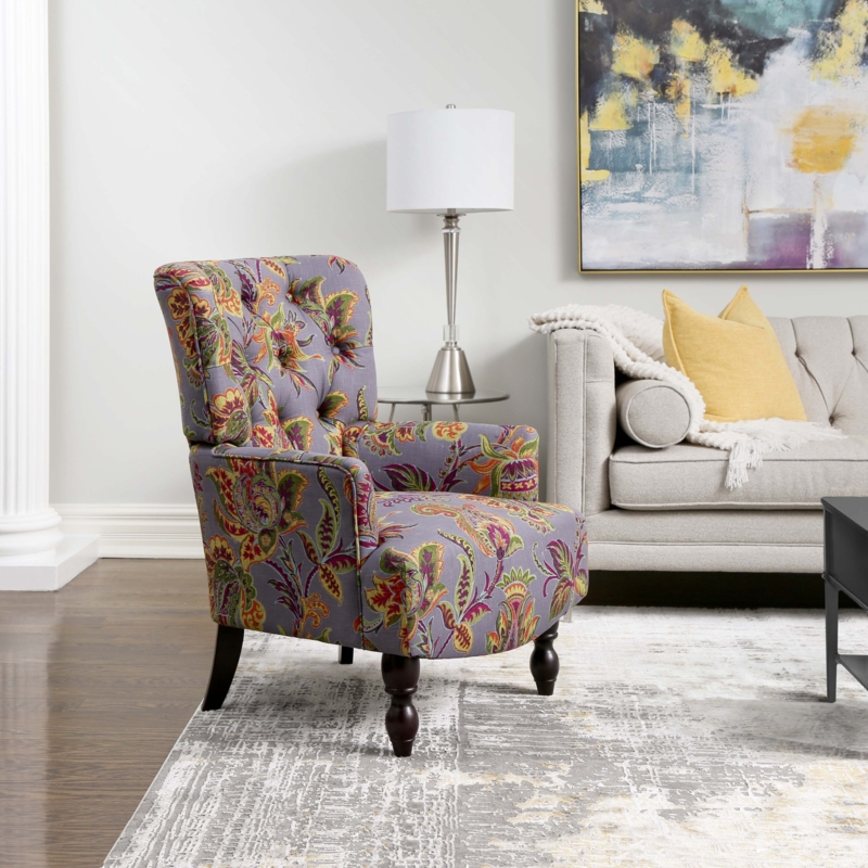 Elegant Pattern Armchair with Floral Upholstery