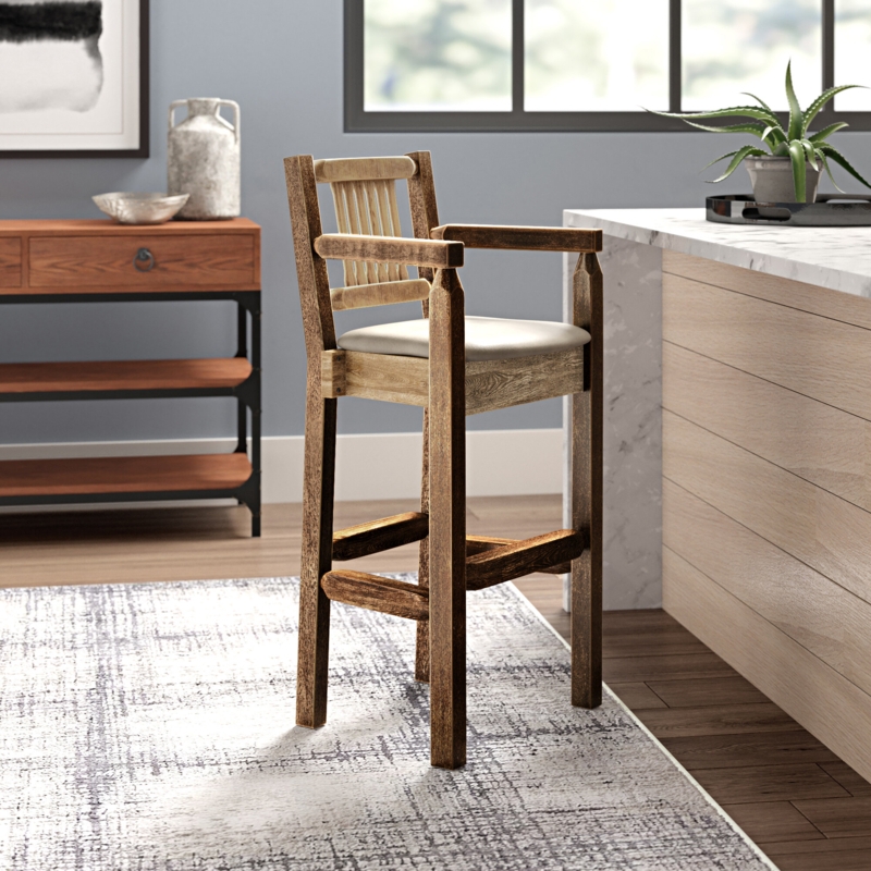 Captain's Style Barstool with Square Sawn Timbers
