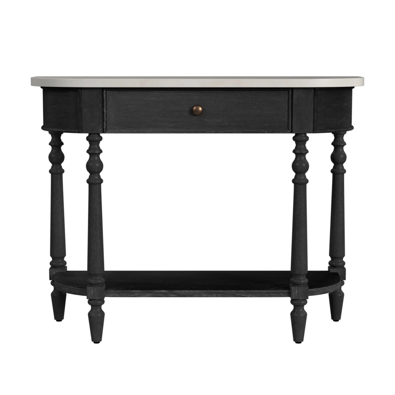 Coastal Farmhouse Console Table with Marble Top