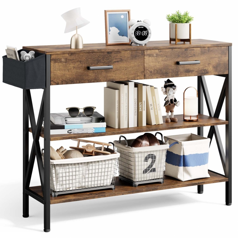 3-Tier Console Table with Drawers