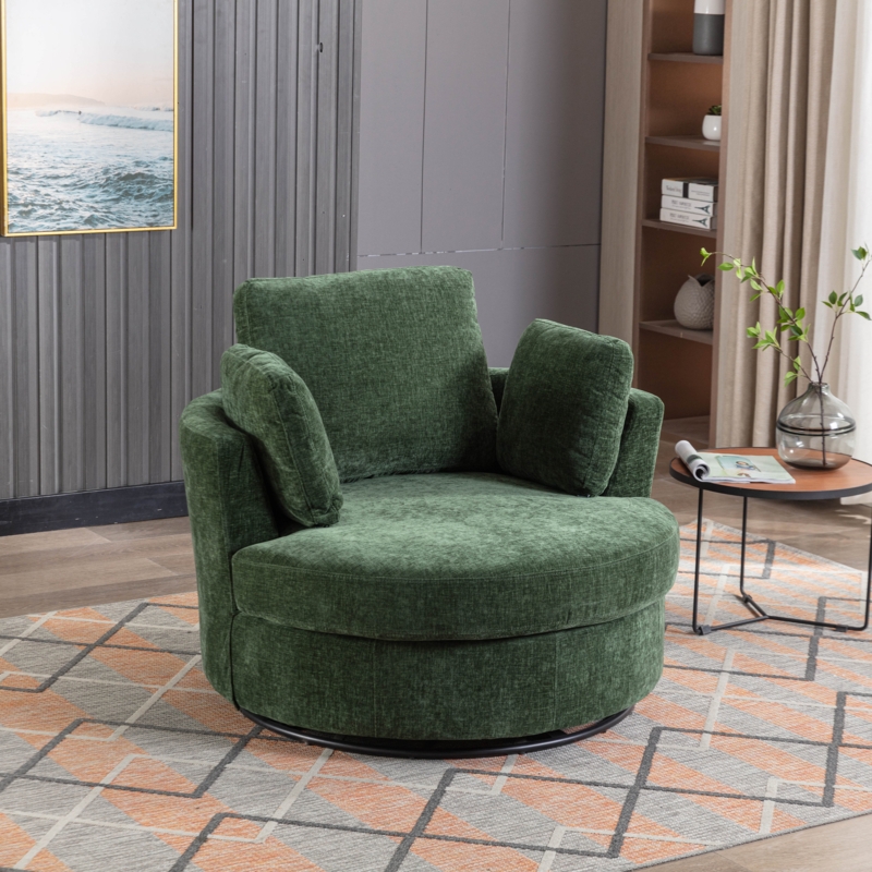 Swivel Barrel Accent Chair with Integrated Armrest