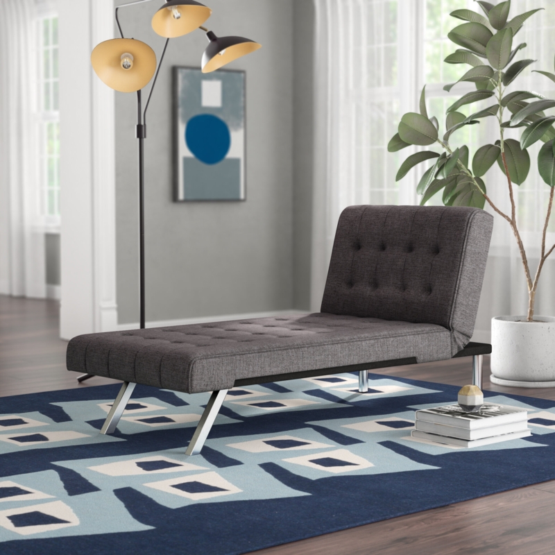 Modern Linen Chaise with Adjustable Headrest