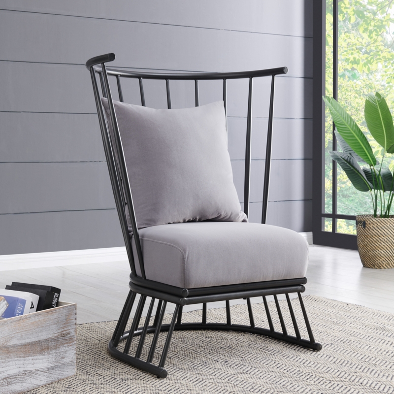 Windsor-Inspired Wingback Chair with Metal Frame