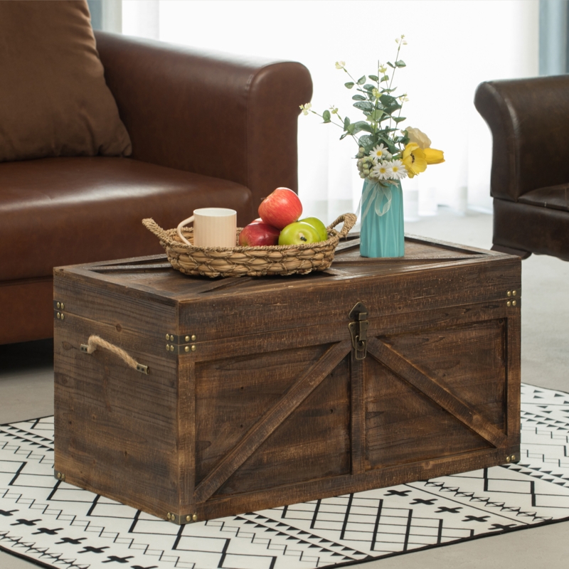 Rustic Wooden Trunk Coffee Table