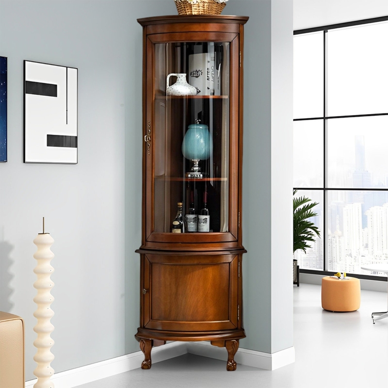 European Solid Wood Corner Cabinet