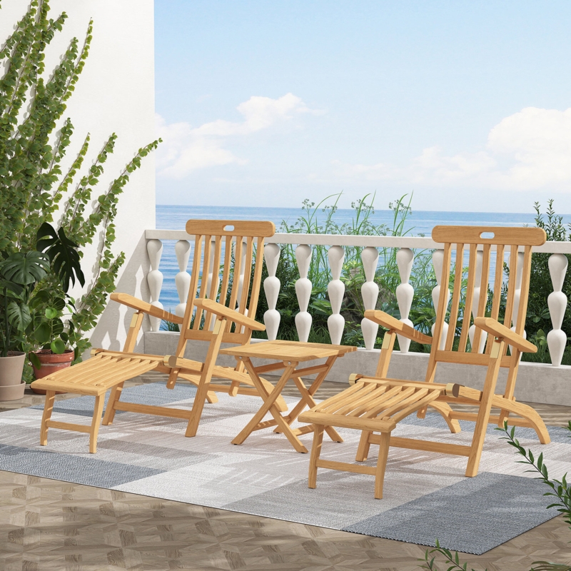 Teak Lounge Chair Set with Table