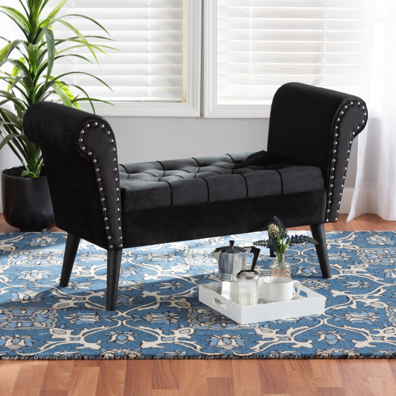 Elegant Storage Bench with Nailhead Trim