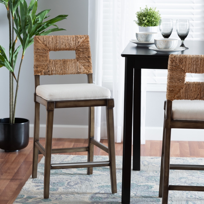 Boho-Style Rattan Counter Stool