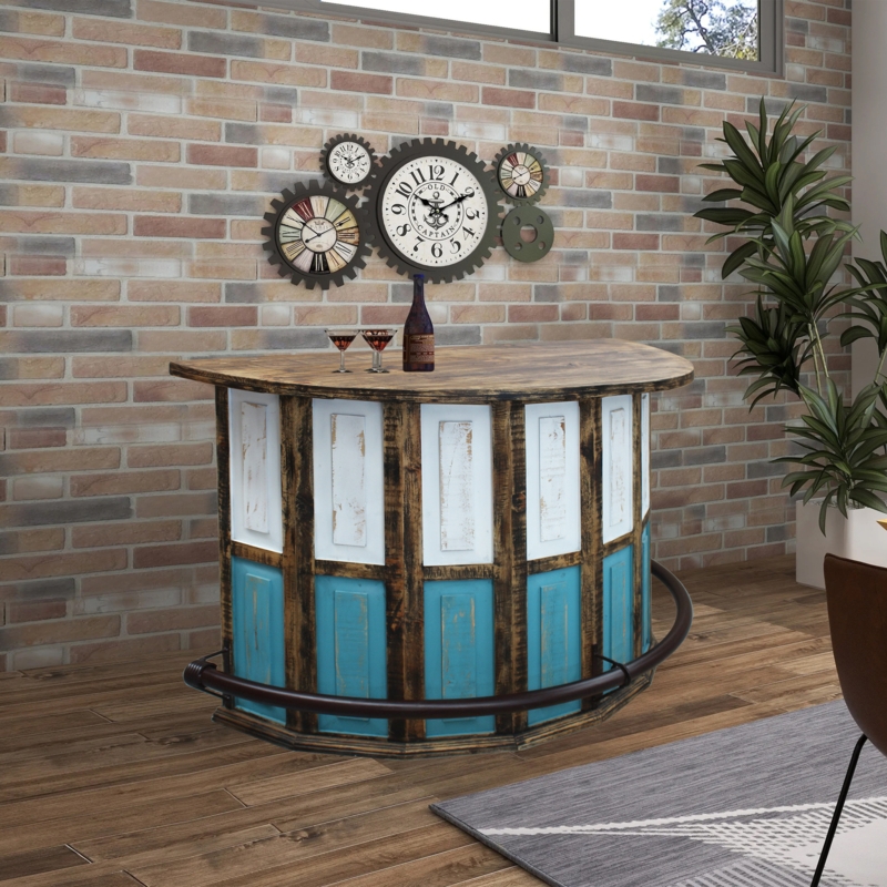 Rustic Semi-Circular Home Bar