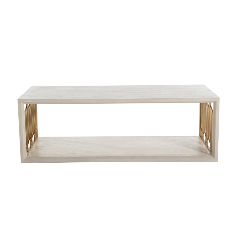Slim Rectangular Coffee Table with Bottom Shelf