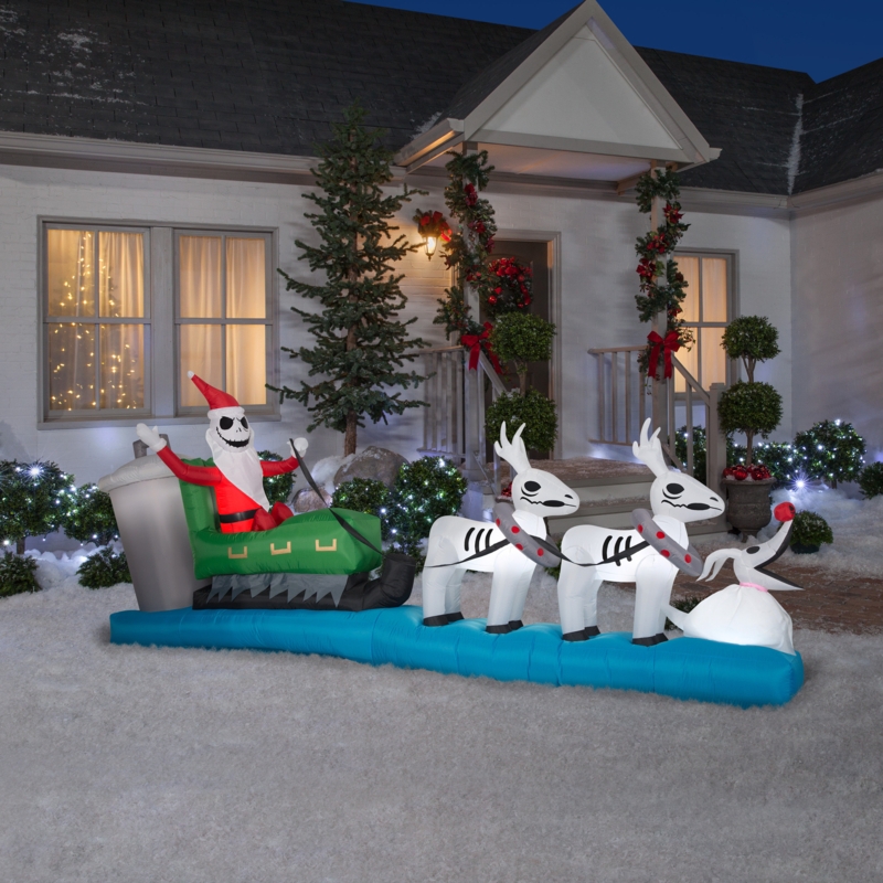 Colossal Airblown Inflatable Jack Skellington Sleigh Scene