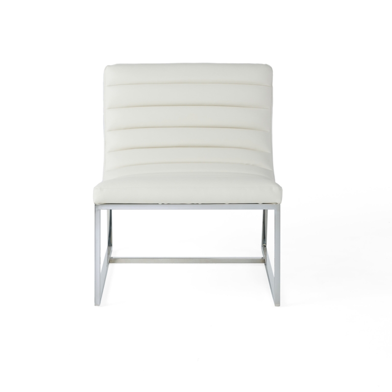 Streamlined Lounge Chair with Faux Leather Upholstery