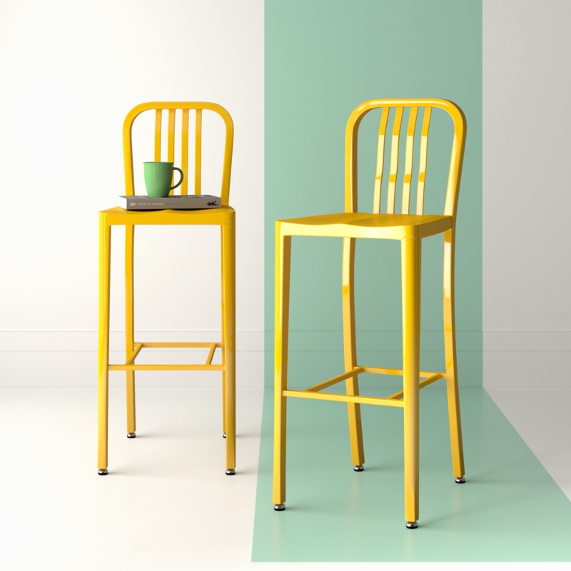 2-Piece Modern Steel Bar Stools
