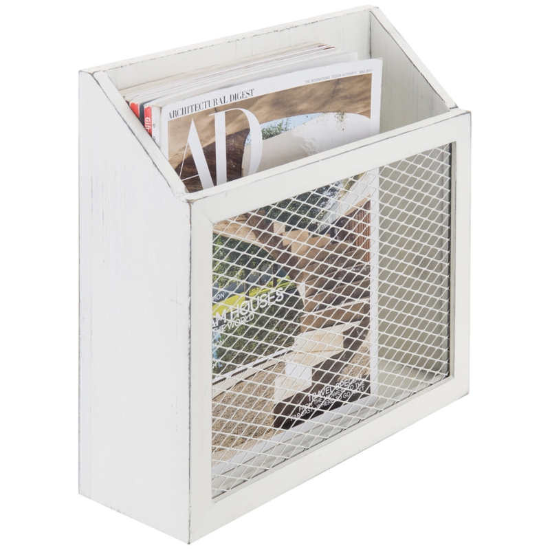 Vintage Wood and Metal Wire Magazine Holder