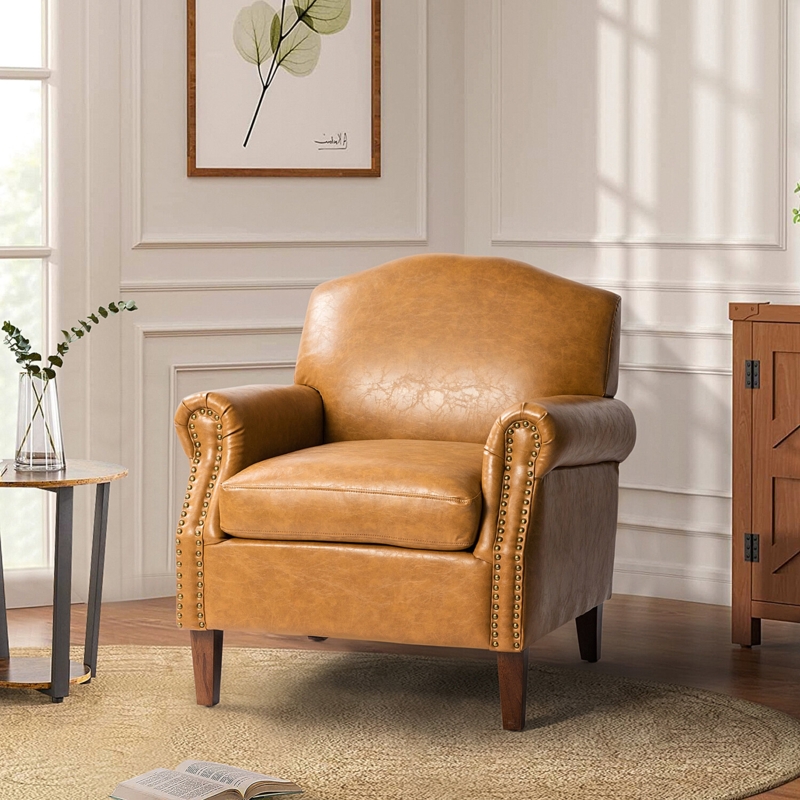 Chic Vegan Leather Accent Chair