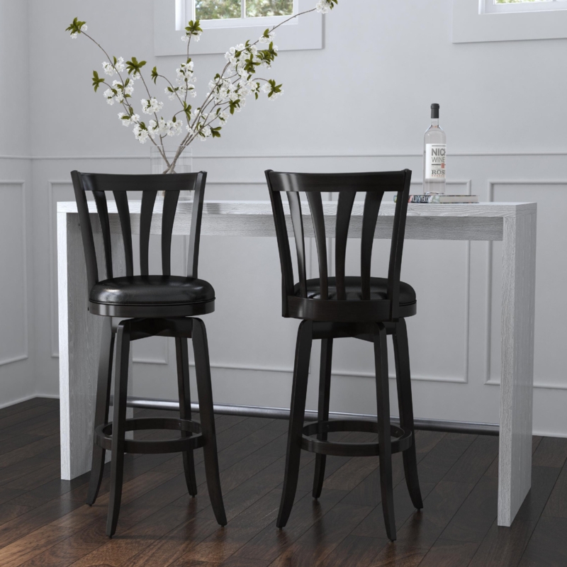 Cushioned Bar Stool with Arched Spindle Design