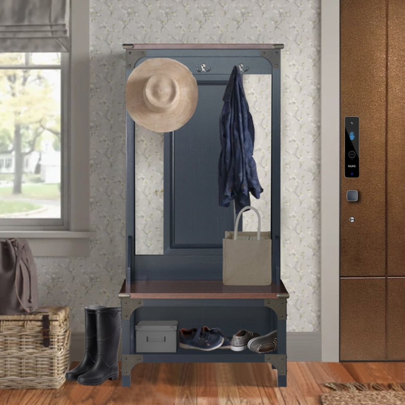 Freestanding Hall Tree with Storage Bench