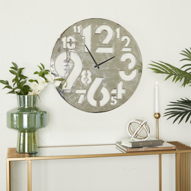 Glossy Gold Round Wall Clock