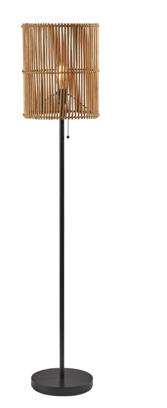 Rattan and Dark Bronze Vintage Lamp