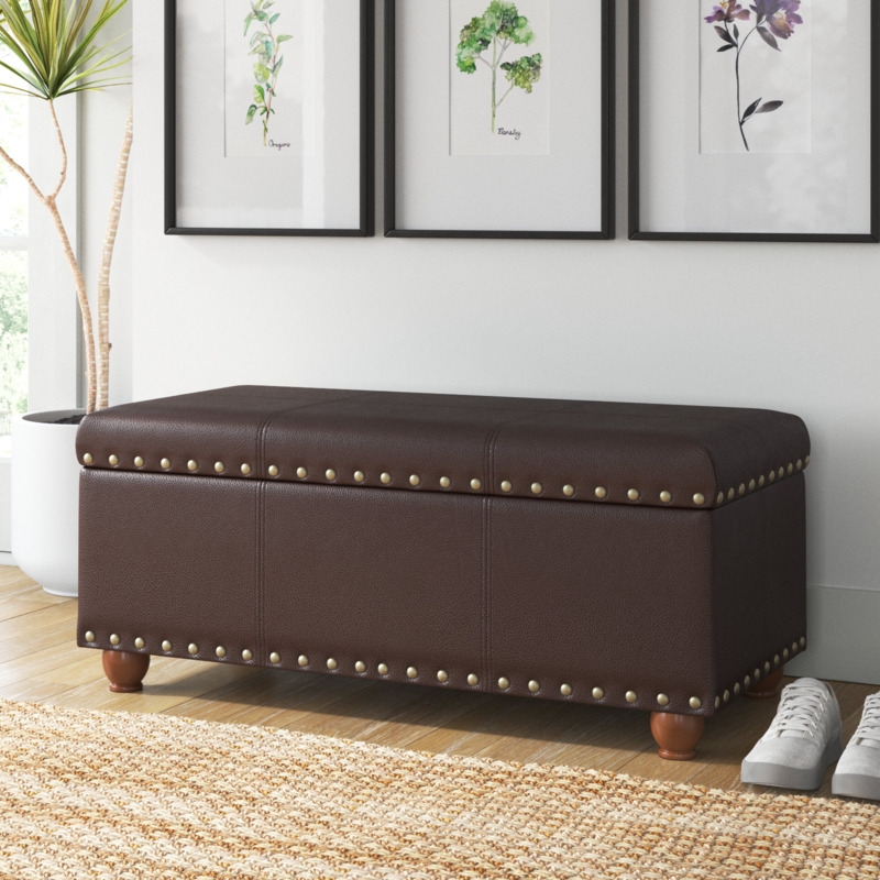 Faux Leather Storage Bench