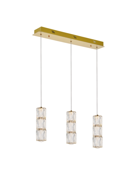 Gold Finish Crystal Pendant Light