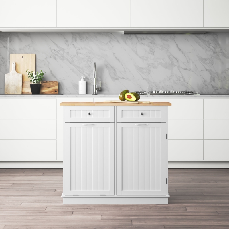 Tilt-Out Trash Cabinet with Tabletop